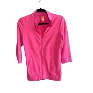 Lucy Pink Activewear Full Zip Jacket 3/4 Sleeves Size Medium